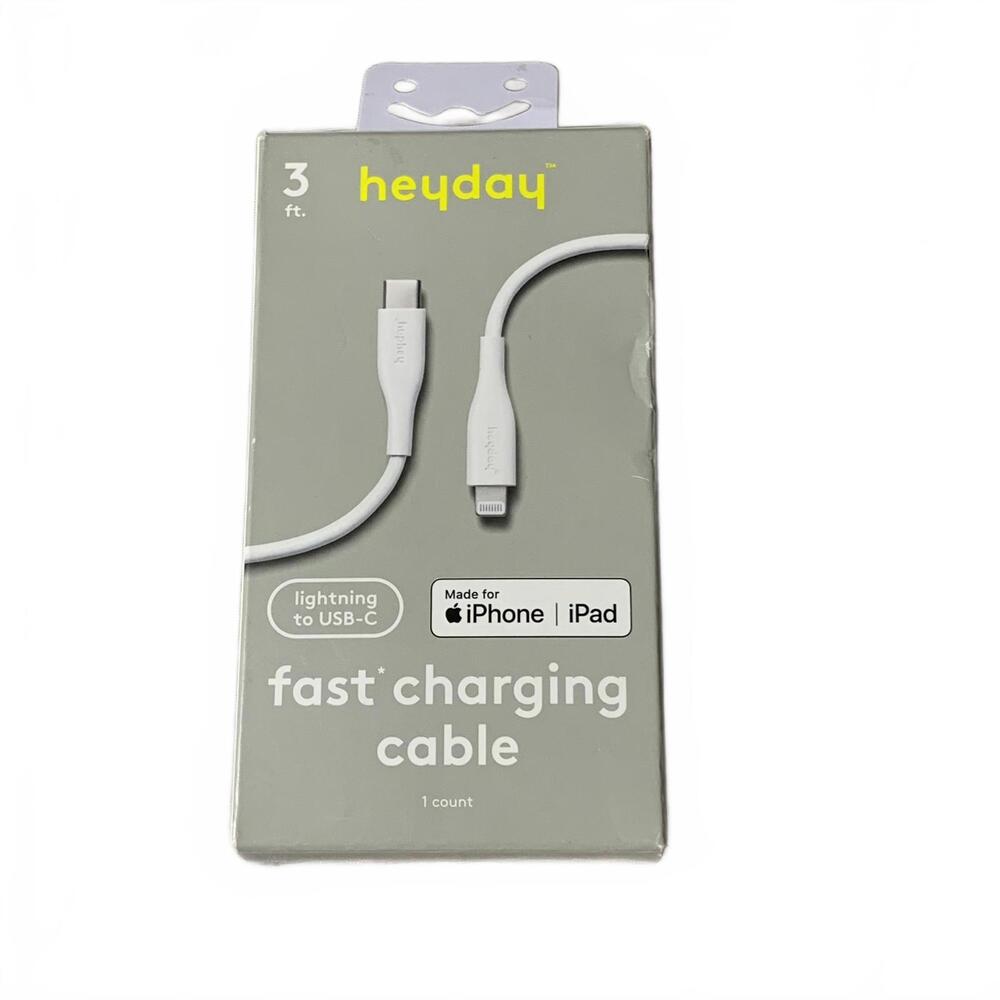 heyday 3 ft Lightning to USB-C Fast Charging Cable for iPhone and iPad NEW